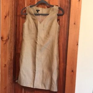 Talbots gold metallic texture dress. V-neck. Size 6